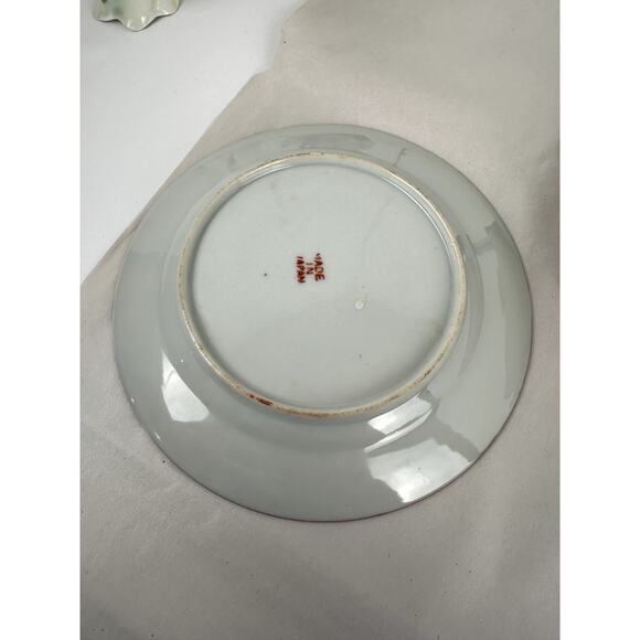 Japanese Antique China Two 7 In. Plates Geisha Floral Structures 1921-1941 - Picture 9 of 9